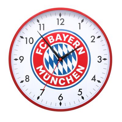 FC Bayern Wanduhr Logo weiß/rot